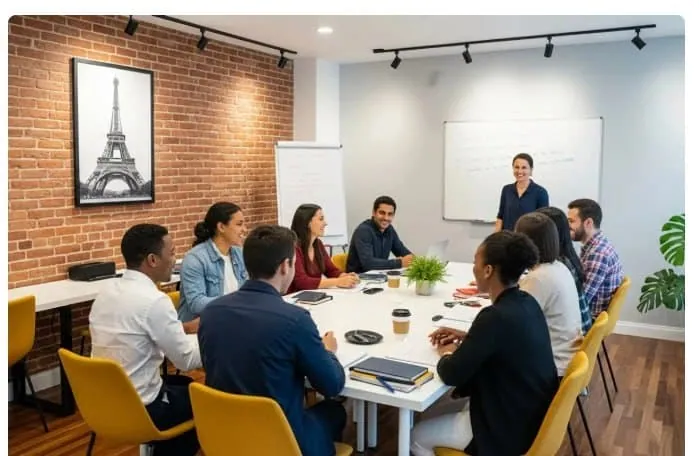 How long to learn French for Canadian PR — diverse French class with native teacher at Learn French Canada