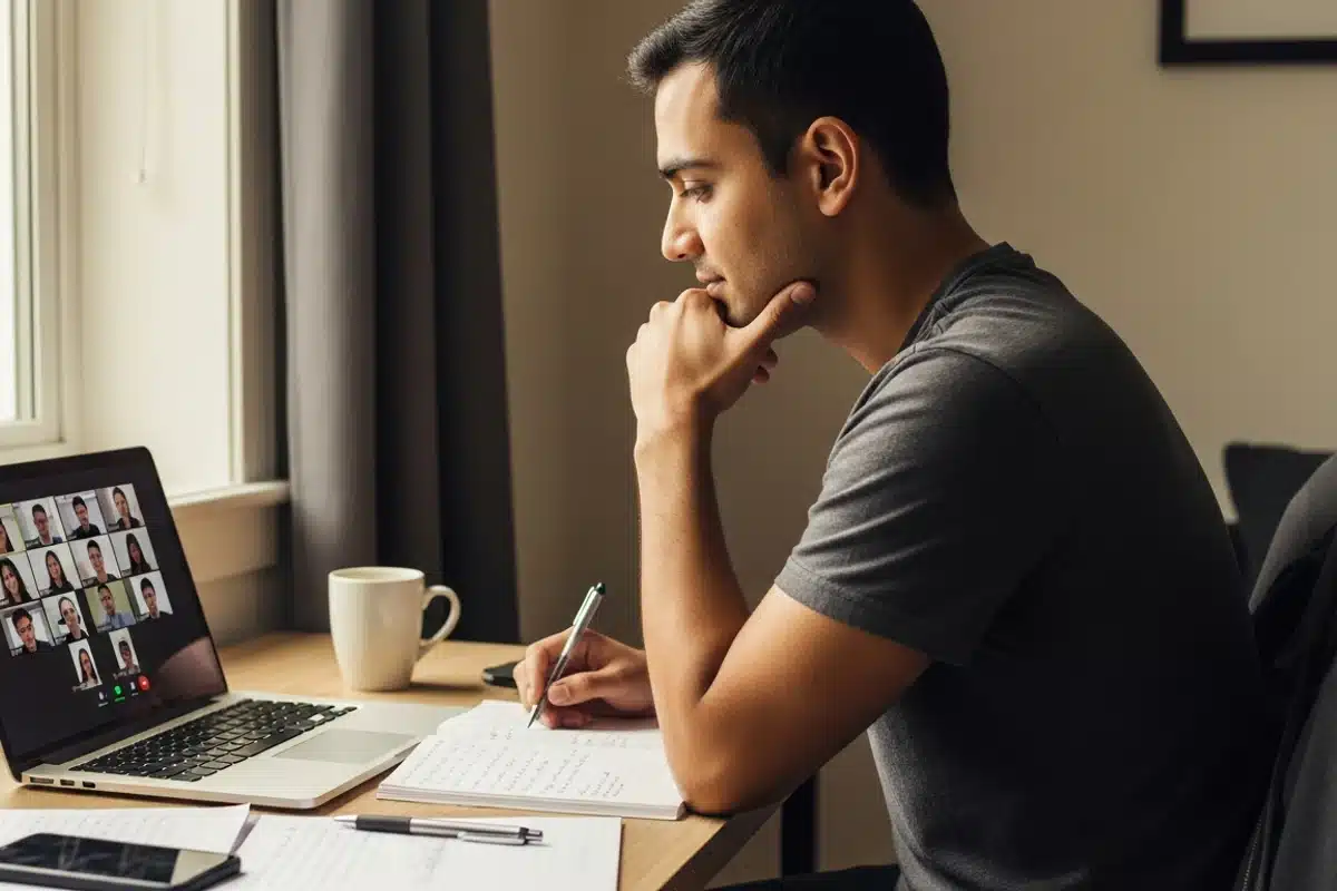 How long to learn French for Canadian PR — student studying French online with video class and notes