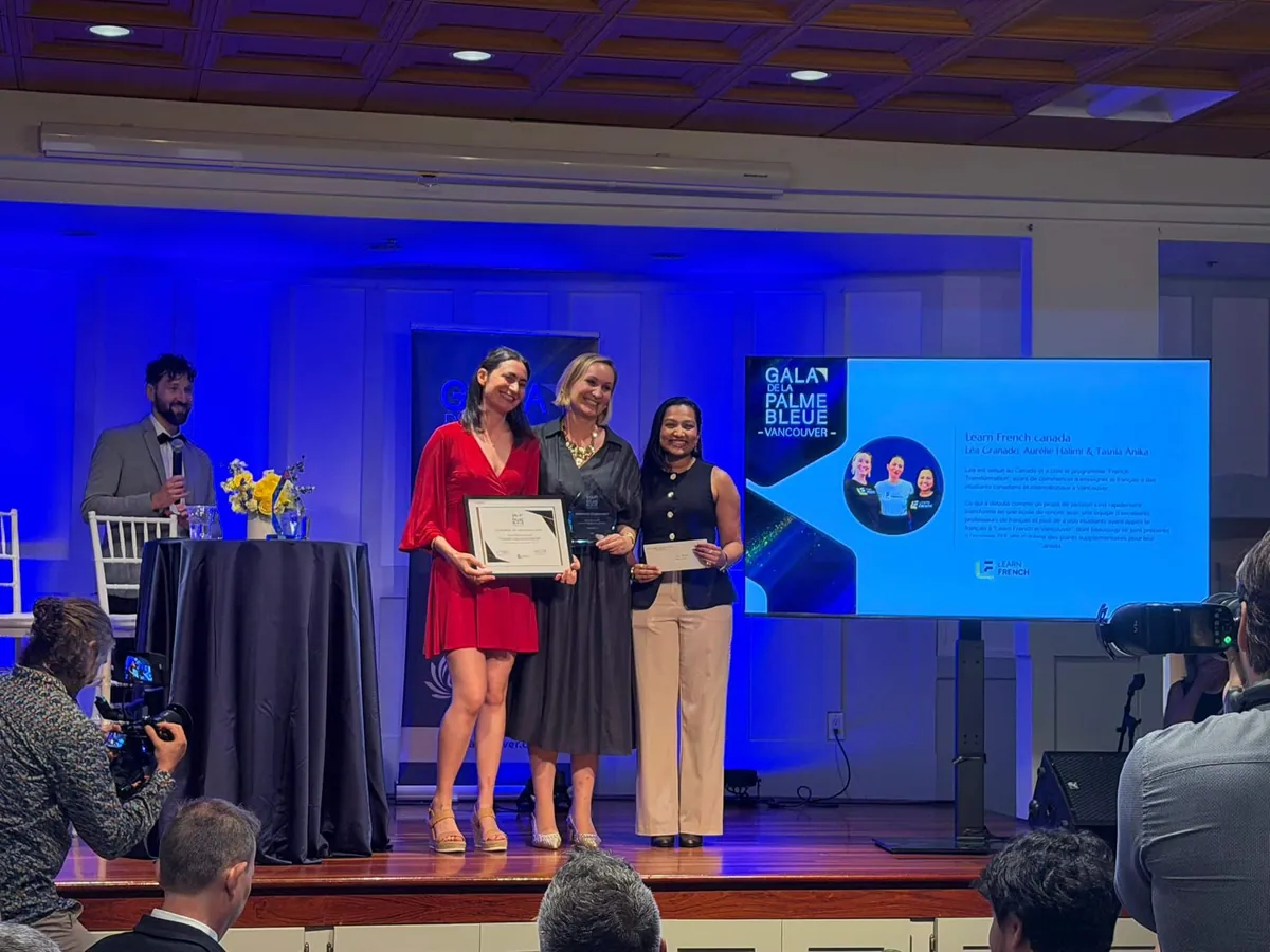 Receiving the Palme Bleue 2026 on stage at the CCFV gala