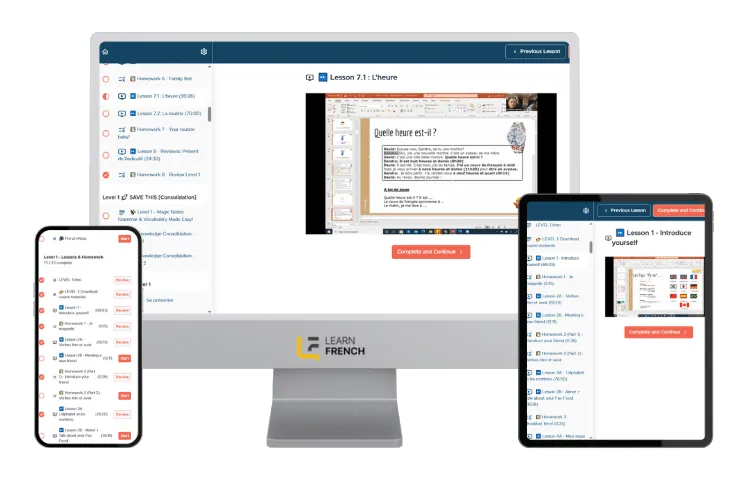 Self-study French course on laptop, tablet, and phone — learn French anywhere in Canada