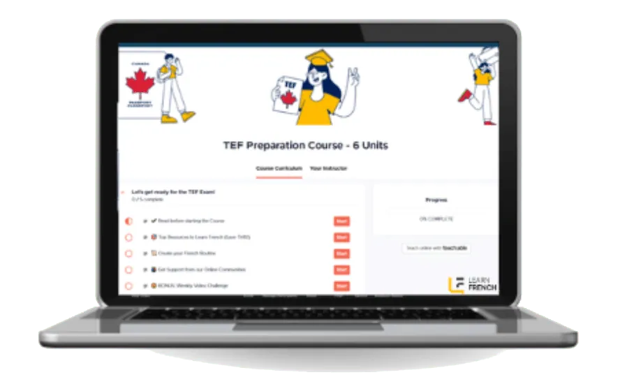 Self-study TEF preparation course curriculum — structured French learning for Canadian immigration