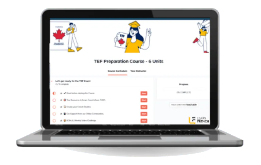TEF preparation course on our online platform