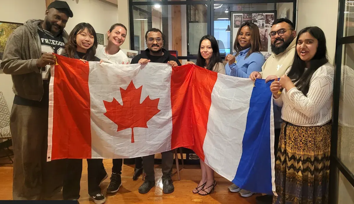 Edmonton students meeting their teachers over croissants