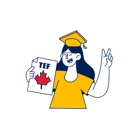 Student holding a TEF certificate with a Canadian maple leaf